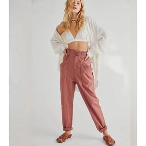 Free People Brandy Pink Ready to Run Cinch Waist Pants OB1235398 Womens XS